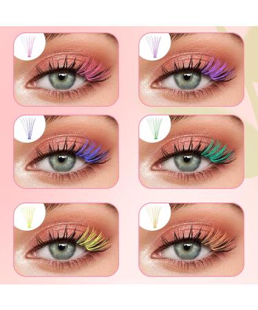 Colored Lash Extensions - 120 Pcs Wispy DIY Rainbow Eyelashes Kit | 14/16mm Mixed Colorful Lashes for Beginners - Buy Online on SooperMarket.com