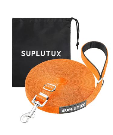 Suplutux drag line 5m for dogs with storage bags robust dog leash for large dogs and small dogs training lines with D-carabiner and grip pad (orange) orange 5m