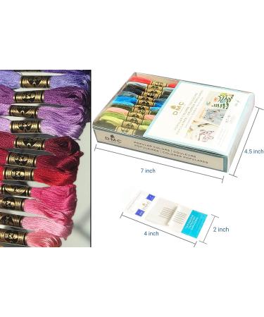 DMC Embroidery Floss Pack - 36 Popular Colors Bundle with Cotton White/Black Thread & Cross Stitch Needles - Buy Online on SooperMarket.com