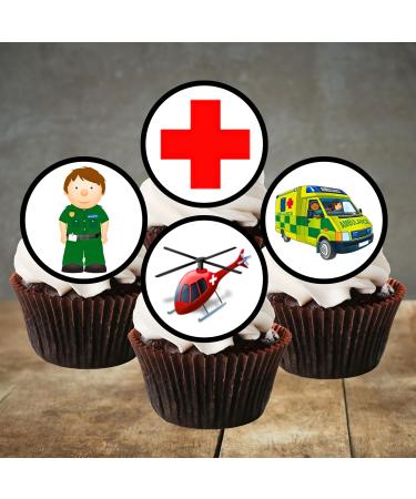 48 Ambulance Cupcake Toppers 3cm Paramedic Cupcake Toppers Mini Edible Nurse Cake Toppers Air Ambulance Cake Decorations Congratulations Cake Topper Thank You Cupcake Toppers Graduation Cupcakes - Buy Online on SooperMarket.com