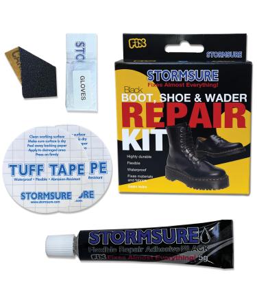 Stormsure Black Boot Shoe & Wader Repair Kit: Ideal School Shoe Fix Solution - Durable & Flexible