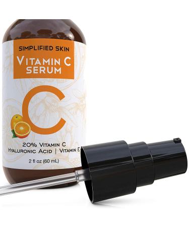 Vitamin C Serum 20% - Anti-Aging, Acne & Dark Spot Remover with Hyaluronic Acid & Vitamin E | Simplified Skin - Buy Online on SooperMarket.com