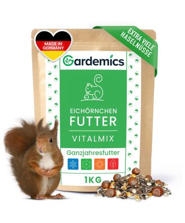 Gardemics squirrel feed with extra many hazelnuts 1kg i species -appropriate squirrel food without peanuts i year -round feed for squirrels & stripe hearing 1 kg (1 Pack)