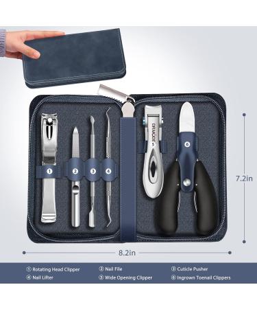 Senior Toenail Clippers Set for Thick Nails - Featuring Ingrown Toenail Tool, Wide Opening Clipper, Rotary Fingernail Clipper, Leather Case & File - Black - Buy Online on SooperMarket.com