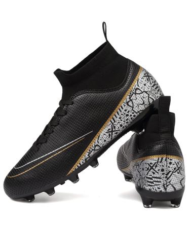 GRESKY Soccer Cleats Mens Women Soccer Shoes for Big Boy AG/FG 6.5 Women/5.5 Men Blackag