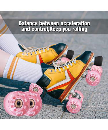 Nezylaf 8 Pack 32x58mm 82A Roller Skate Wheels with Glitter Powder + Skate Tool - Pink, Indoor/Outdoor Skate Replacement Accessories - Buy Online on SooperMarket.com