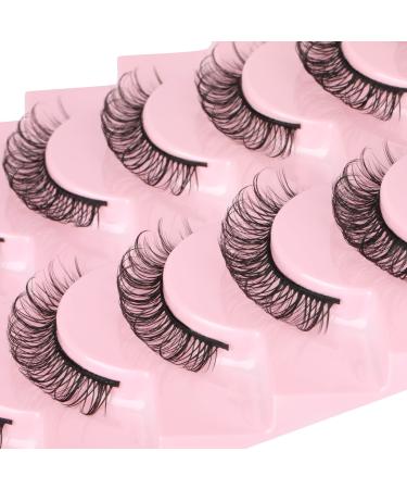 11mm Russian Strip Lashes Short False Eyelashes DD Curl Natural Wispy Fluffy Mink Lashes 10 Pairs Russian Strip Fake Eyelash Pack Geeneiya (DD13)