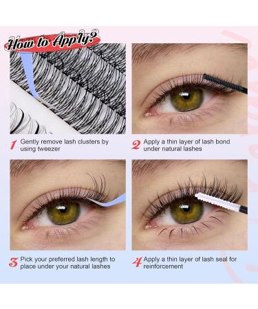 PHKERATA Individual Eyelashes DIY Extension Kit with Bond, Seal, and Tweezers | Wispy Cluster Lashes | 20D Bottom Wispy Mix Kit - Buy Online on SooperMarket.com