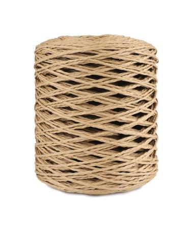 jijAcraft Raffia Ribbon 656 Feet Raffia Paper Craft Packing Twine Ribbon 2mm Brown Twisted Raffia Natural Ribbon Paper String for Gift Wrapping Crafting Crocheting DIY Hand Knitting