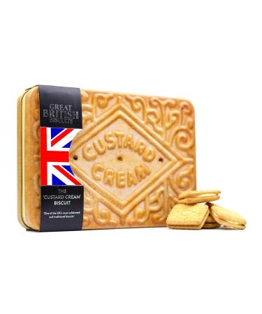Giant Custard Cream Biscuits Gift Set - Custard Creams Novelty Biscuit Tin Family Biscuits Box with Custard Cream Luxury Biscuits - British Fathers Day Gift Ideas for Dads Birthday Hamper Tins 450g