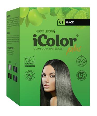 iColor Organic Hair Dye Shampoo Black 25ml (0.85 ounces) x 10 sachets in a box shampoo-in permanent hair color dye black hair in 5-15 minutes DIY convenient easy to use blackening shampoo