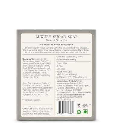 Buy Forest Essentials Luxury Sugar Soap Oudh & Green Tea 125g Premium Indian Skincare | International Shipping - Buy Online on SooperMarket.com