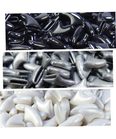 zetpo 60 pcs Cat Nail Caps | Cat Claw Covers | with Adhesives and Applicators S Black, Silver, White
