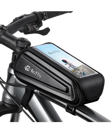 Rotto bicycle frame bag cell phone holder waterproof bicycle bag frame hard shell cell phone bag top pipe bag with sensitive touchscreen for smartphone up to 7 inches