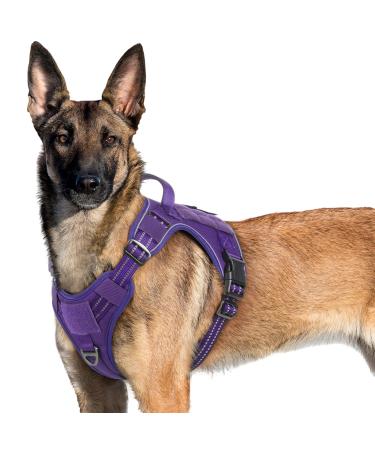 Rabbitgoo dog harness Large dogs anti -train crockery dog adjustable with handles widened robust and wear -resistant tactical dog harness with metal buckles for hiking (XL purple) XL (1 Pack) purple