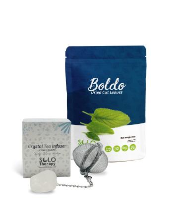 Boldo Dried Cut Leaves 4 oz and Crystal Tea Infuser Clear Quartz BUNDLE Hojas De Boldo con Filtro Para Te