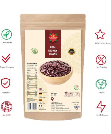 Raw Red Kidney Beans - GMO Free, 100% Natural, Premium Quality (1 KG) - Buy Online on SooperMarket.com