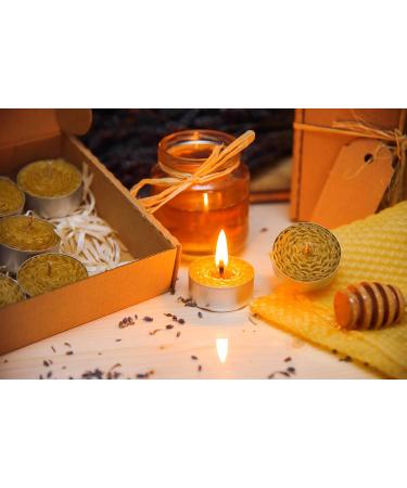 100% Pure Organic Beeswax Tea Lights - 9 Hand Rolled Natural Candles for Aromatherapy | Eco-Friendly & Handmade - Buy Online on SooperMarket.com