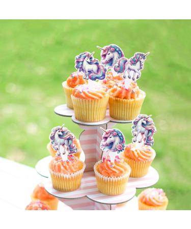 Cyodoos 24PCS Unicorn Cupcake Toppers Unicorn Theme Birthday Party Cute Decorating Supplies for Boy Girl Birthday Party Baby Shower Party Supplies Decoration (two-sided) Color - Buy Online on SooperMarket.com