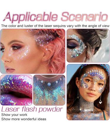 3Pcs Body Glitter Gel 50ml Face Glitters Mermaid Sequins Chunky Glitter Liquid Gel with 3 Brushes Holographic Sparkling Lotion Glitter Chunky Powder Gel for Body Face Hair Eye Lip Nail DIY Art - Buy Online on SooperMarket.com