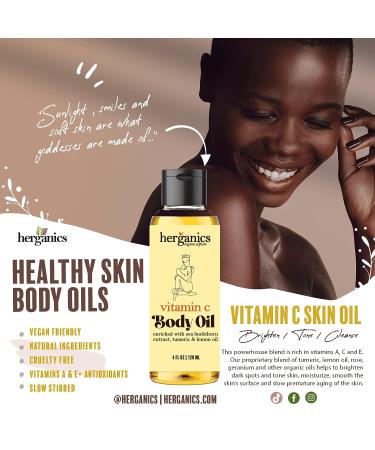 Herganics Vitamin C Oil: Brightening Serum for Face & Body with Gua Sha for Lymphatic Drainage - Buy Online on SooperMarket.com