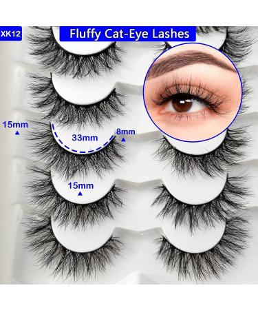 Heracks F-01 20 Pairs Short Mink Lashes 3D Wispy Cat-Eye Natural Look - Mixed Styles False Eyelashes Pack for Fluffy Lashes-A - Buy Online on SooperMarket.com