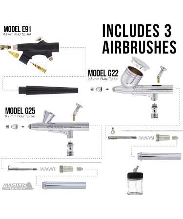 Master Airbrush Cool Runner II Compressor Kit with 3 Airbrushes & 6 Acrylic Paint Set - Buy Online on SooperMarket.com