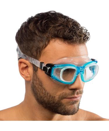 Cressi Galileo Adult Swim Goggles | Tempered Glass Lenses | No Distortion | Made in Italy | Clear/Aquamarine - Buy Online on SooperMarket.com