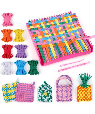 PREBOX Weaving Loom Kit Toys for Kids and Adults, Potholder Loops Crafts for Girls Ages 6 7 8 9 10 11 12, 7" Pot Holder Loom Knitting Kits and Gifts for Kids and Beginners, Make 6 Masterpieces