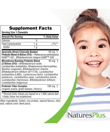 Natures Plus Animal Parade Probiotic for Kids - Mixed Berry Chewables | 30 Vegan Gluten-Free Servings | Supports Gut Health & Immune Function - Buy Online on SooperMarket.com