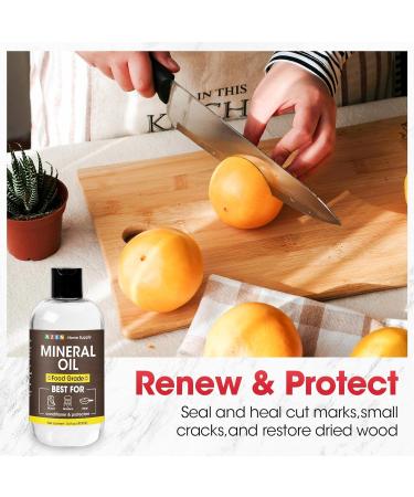 AZEN 16oz Food Grade Mineral Oil for Cutting Boards - Protect & Restore Wood with Brush - Buy Online on SooperMarket.com