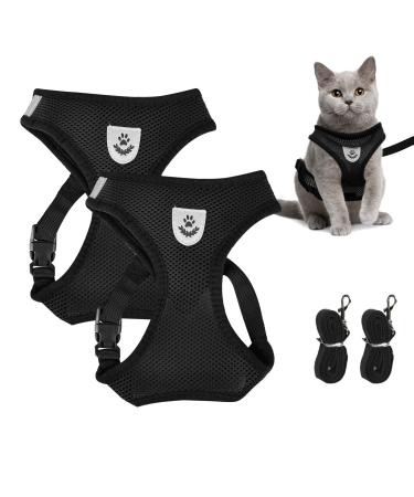 2 pieces of cat dishes with chwarz line -safe: Nizirioo Cat Harness Cat Garnitus Breakable Cat jacket Black For Small Medium Pets Dogs Dogs Cats