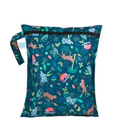 Bumkins Waterproof Wet Bag, Washable, Reusable for Travel, Beach, Pool, Stroller, Diapers, Dirty Gym Clothes, Wet Swimsuits, Toiletries, 12x14 - Jungle
