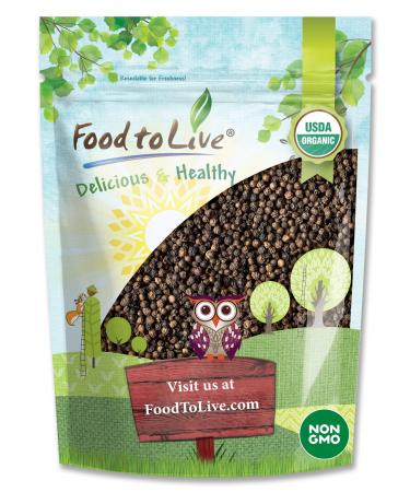 Organic Black Pepper, 1 Pound - Whole Dried Peppercorns, Non-GMO, Kosher, Vegan, Bulk, Great for Spicing and Seasoning, Perfect for Grinder Refill 1 Pound (Pack of 1)