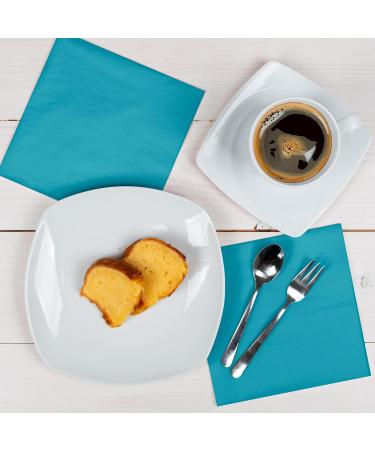 HEKU 100 Single-Colored Turquoise Napkins - 3-Layer 33x33cm | Stylish & Highly Absorbent 5-Pack for Events & Gastronomy - Buy Online on SooperMarket.com