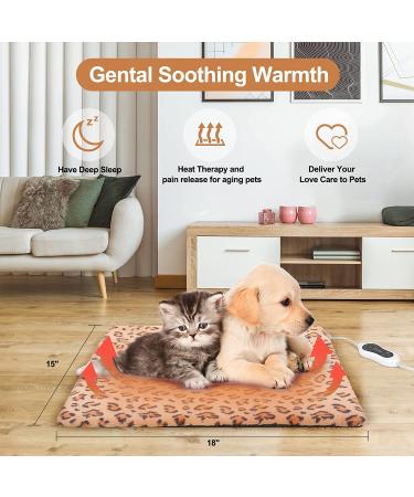Adjustable Pet Heating Pad | Timer & Chew Resistant Cord | Waterproof Blanket for Cats & Dogs | 15X18 Beige - Buy Online on SooperMarket.com