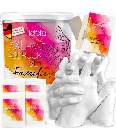 Larella - XXL Handpruck Set Family - Mother's Day gifts for mom - Family gifts - Gift for the whole family - 3D handprint set - Personalized gifts for families
