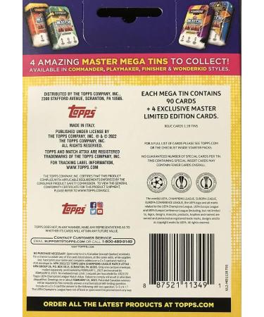 2022-2023 Topps PLAYMAKERS UEFA Champions League Match Attax Soccer Trading Card Game Mega Masters Series - 90 Card Collector Tin with 4 Exclusive Limited Edition Cards - Buy Online on SooperMarket.com