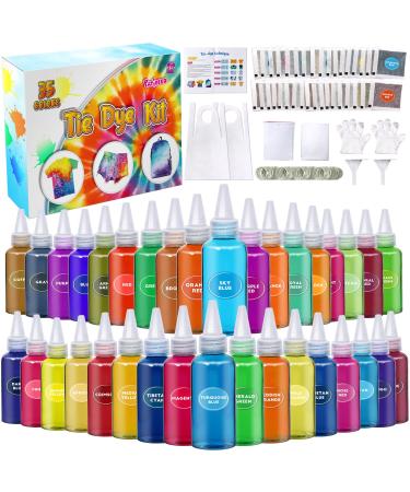 PATIFEED Tie Dye Kit, 35 Colors Fabric Tyedyedye Kit, Non-Toxic Tye Dye Kit for Kids, Adults, Large Groups, Handmade Party