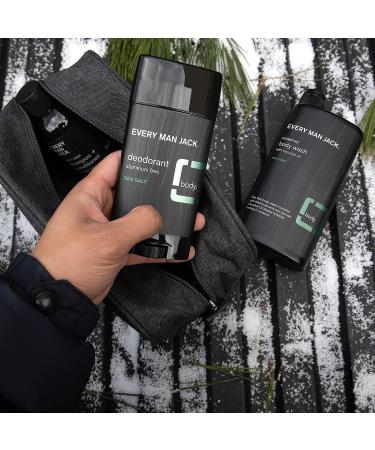 Every Man Jack Sea Salt Bath and Body Gift Set | Grooming Essentials for Men | Body Wash 2-in-1 Shampoo Deodorant + Dopp Bag | Clean Ingredients International Shipping - Buy Online on SooperMarket.com
