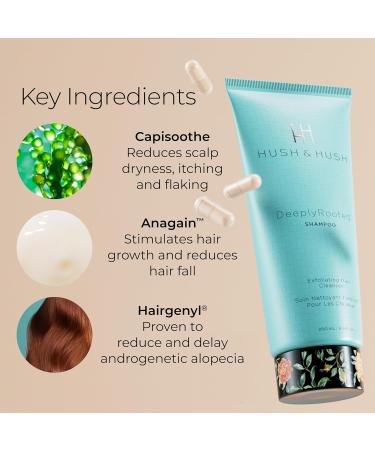 Hush & Hush DeeplyRooted Shampoo - Sulfate Free Exfoliating Formula for Thin Brittle & Aging Hair - 200ml/6.8 Fl Oz - International Shipping Available - Buy Online on SooperMarket.com