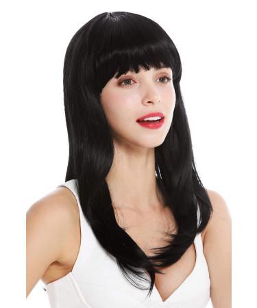 WIG ME UP - 3268-1 wig ladies women's wig long straight slightly layered bangs black jet black (1)