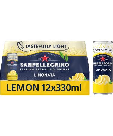 San Pellegrino Italian Tastefully Light Sparkling Lemon Canned Soft Drink 12 x 330ml | 73k Cals per Can & San Pellegrino Italian Tastefully Light Sparkling Lemon & Mint Canned Soft Drink 12 x 330ml - Buy Online on SooperMarket.com