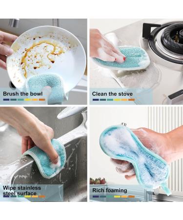 Reusable Microfiber Kitchen Cleaning Sponges - 4 Pack Multicolored Pot & Dish Scrubbers - Buy Online on SooperMarket.com