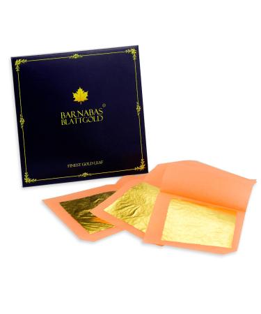 Genuine Edible Gold Leaf - 12 Sheets - Barnabas Gold - Professional Quality Gold Leaf - Loose Leaf for Cupcakes and Chocolate - 1.5 inches per Sheet - Book of 12 Sheets 1.5 Inch (Pack of 12)