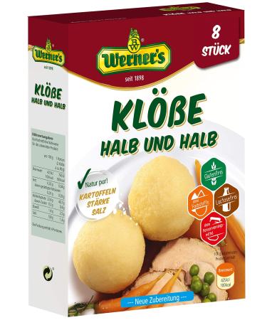 Werner's dumplings half and half of 8 pieces 10 packs per cardboard gluten -free lactose -free for self -shaped without dyes without added flavors