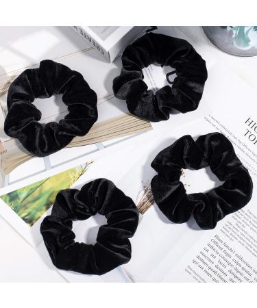 Whaline 12 Pack Velvet Hair Scrunchies - Soft Elastic Hair Bands in Black - Buy Online on SooperMarket.com