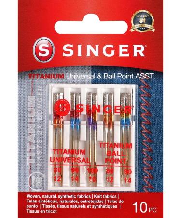 SINGER Universal Regular & Ball Point Titanium Sewing Machine Needles  Sizes 80/12  90/14  100/16 - 10 Count Sizes 80/12  90/14  100/16 10.0 - Buy Online on SooperMarket.com