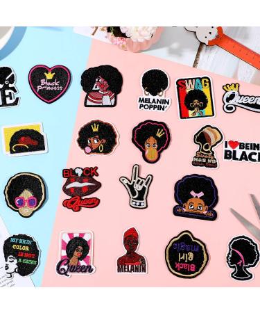 20 Black Girl Iron on Embroidered Patches - DIY Clothing Applique for Jeans, Jackets & Backpacks (Novelty Style) - Buy Online on SooperMarket.com