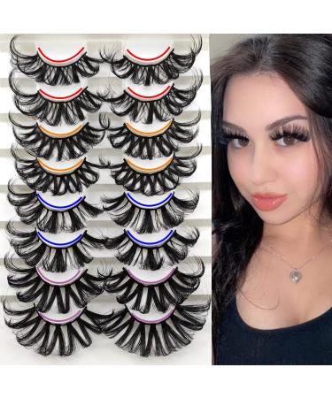 25mm Lashes Long Pack 3D Fluffy Mink Lashes 25mm Faux Mink Long Wispy Dramatic Thick D Curly Volume False Eyelashes 8 Pairs 4 Styles Mixed for Big Eye Makeup by Heracks 8 Pair (Pack of 1) 8 Pairs 4 Styles Mix